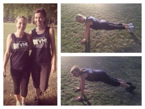 Chloe Elliott and Beth Gale training for Tough Mudder 2015